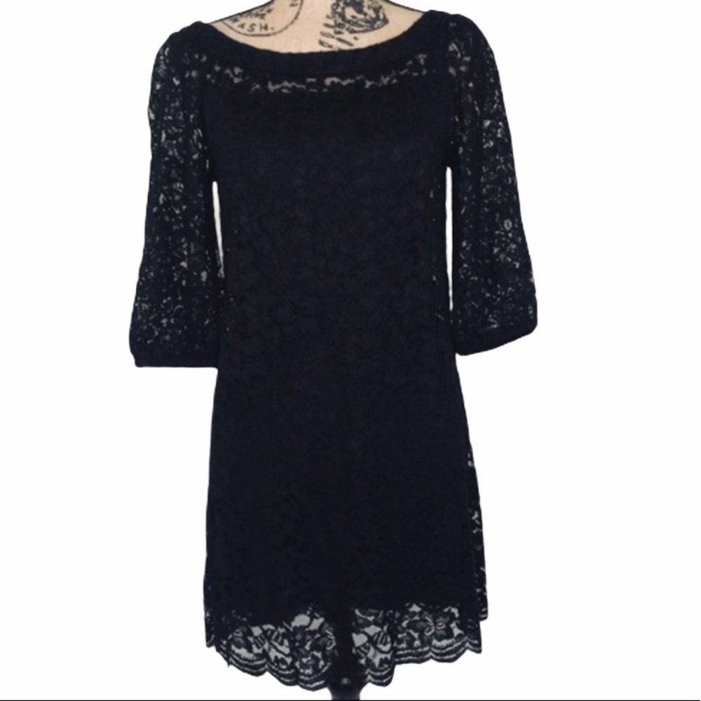 DIANE VON FURSTENBERG Black Lace Shift Dress